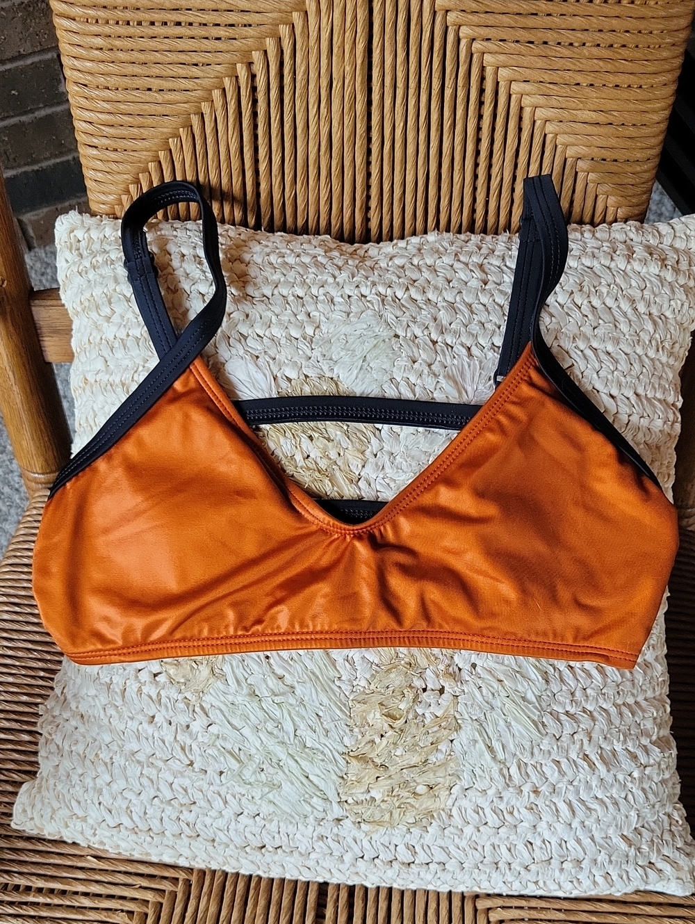 Zella Ladder Back Bikini Top in Rust Brick, size S